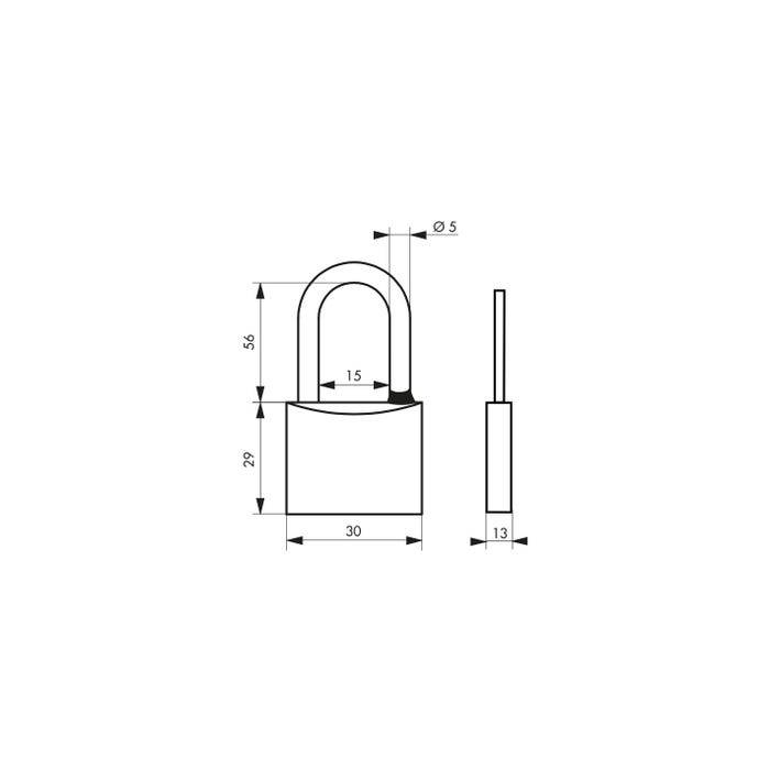 THIRARD - Cadenas à clé Type 1, laiton, extérieur, anse 1/2 inox, 35mm, 2 clés 1