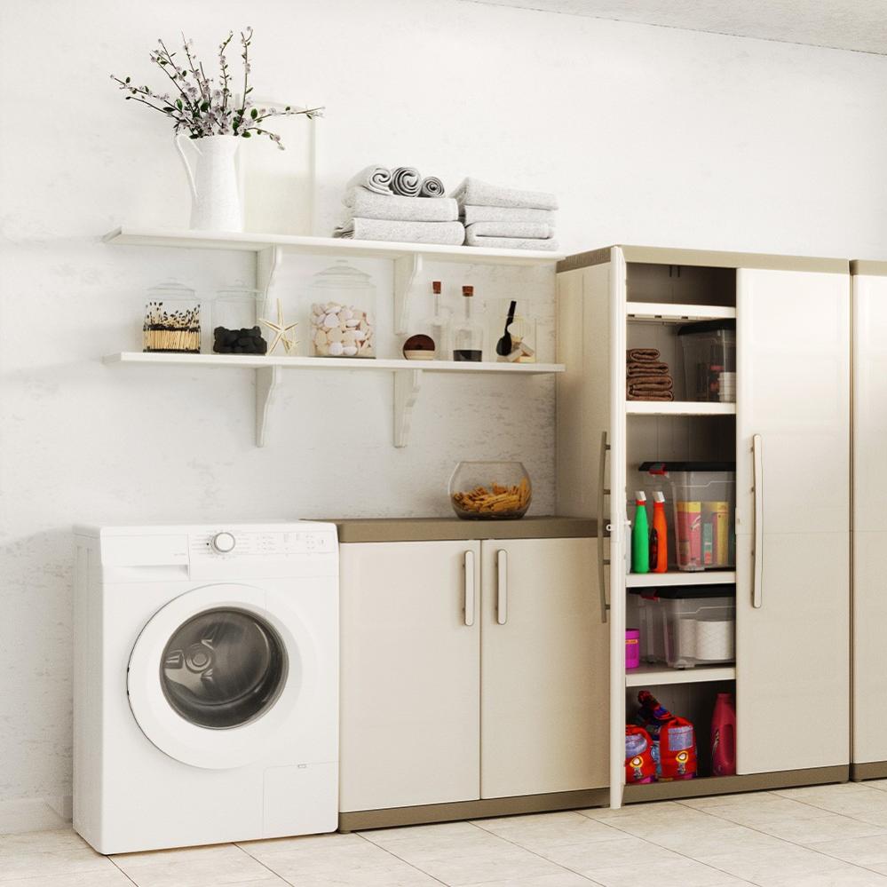 KETER Armoire Basse EXCELLENCE Beige et taupe 65 x 45 x 97 cm