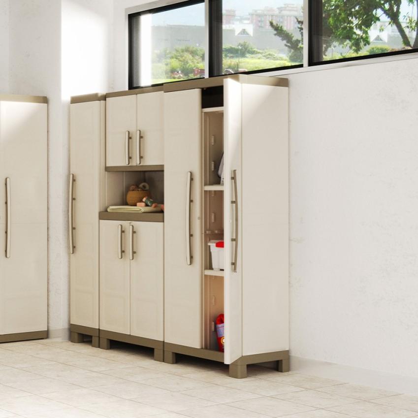 KETER Armoire Utilitaire EXCELLENCE Beige et Taupe 65 x 45 x 182 cm