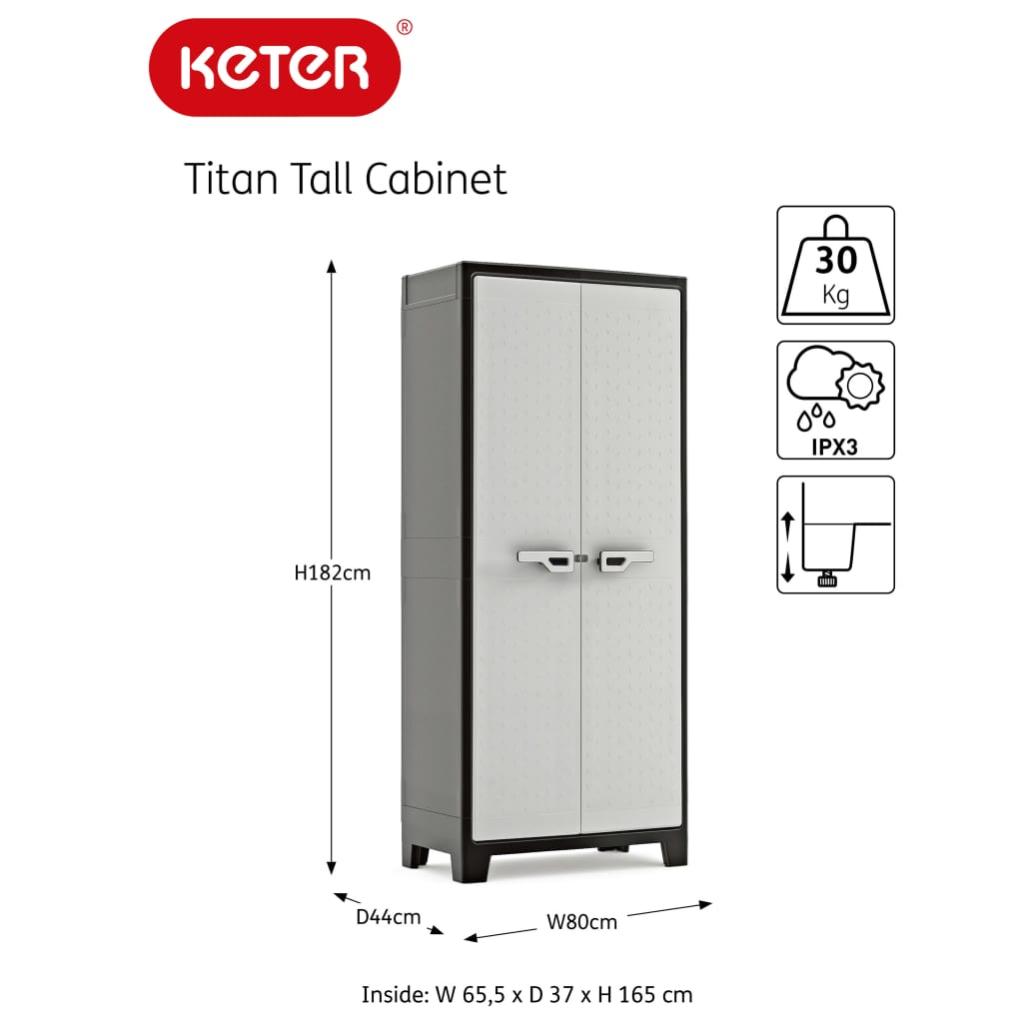 KETER Armoire Haute TITAN Noir et Gris 80 x 44 x 182 cm