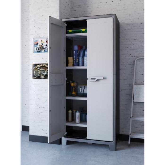 KETER Armoire Haute TITAN Noir et Gris 80 x 44 x 182 cm