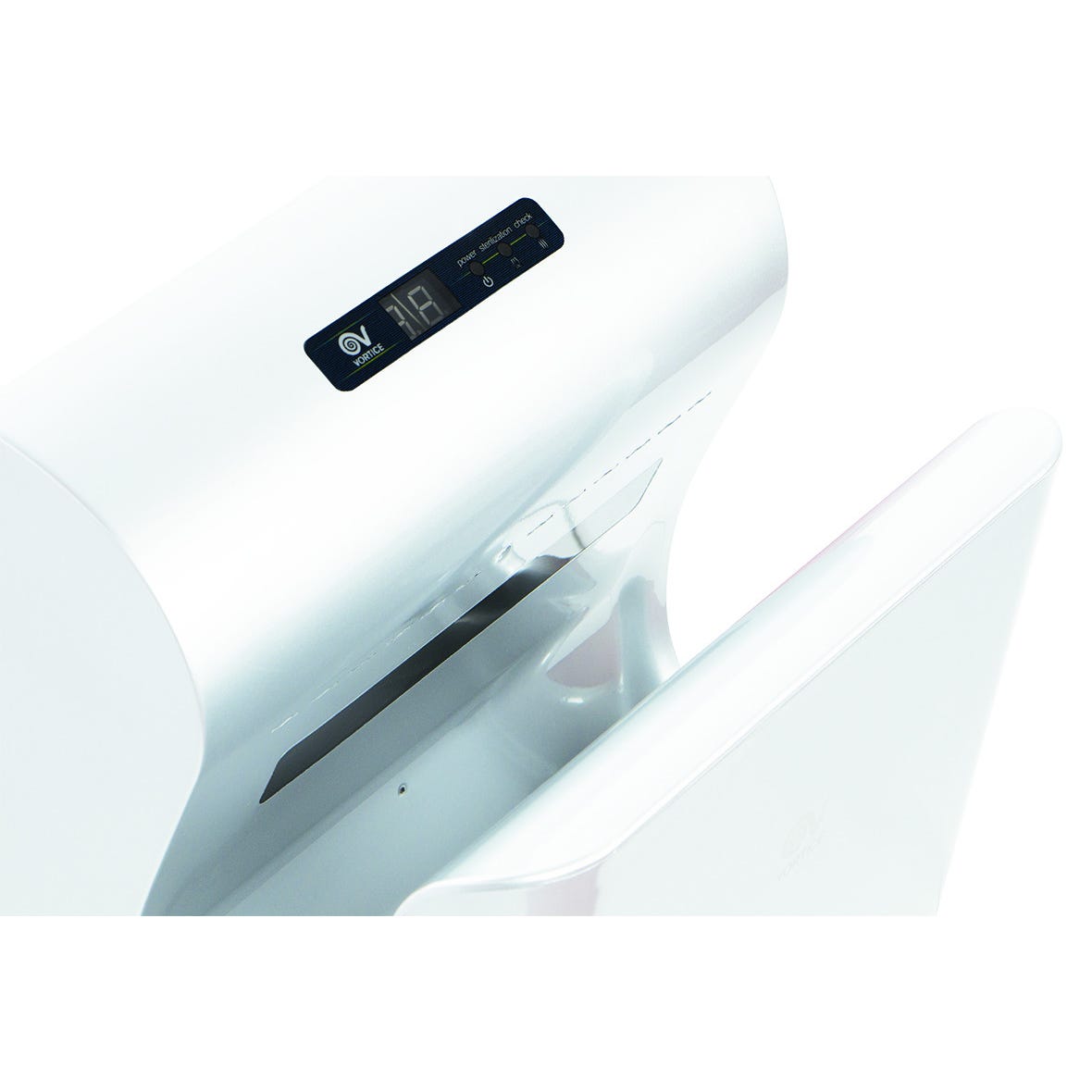Sèche-mains automatique à air pulsé 350 m3/h 1850 W couleur blanc avec lampe germicide UV Super Dry Vortice 2