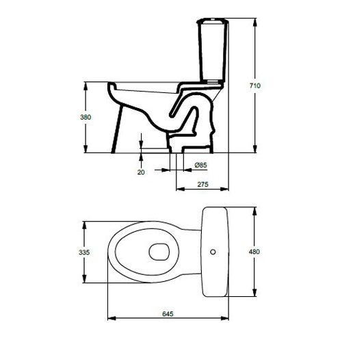 Cuvette WC seule ASPIRAMBO sans abattant sortie centrale D8,5cm - PORCHER - P231001 1