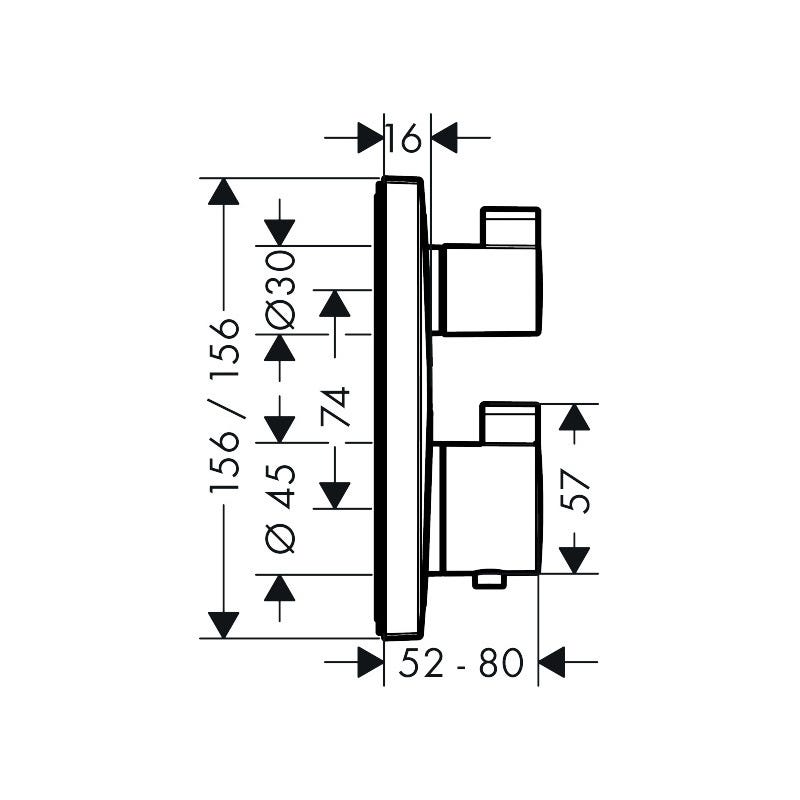 Hansgrohe Set de finition pour mitigeur thermostatique encastré avec robinet d'arrêt et inverseur, noir mat (15714670) 1