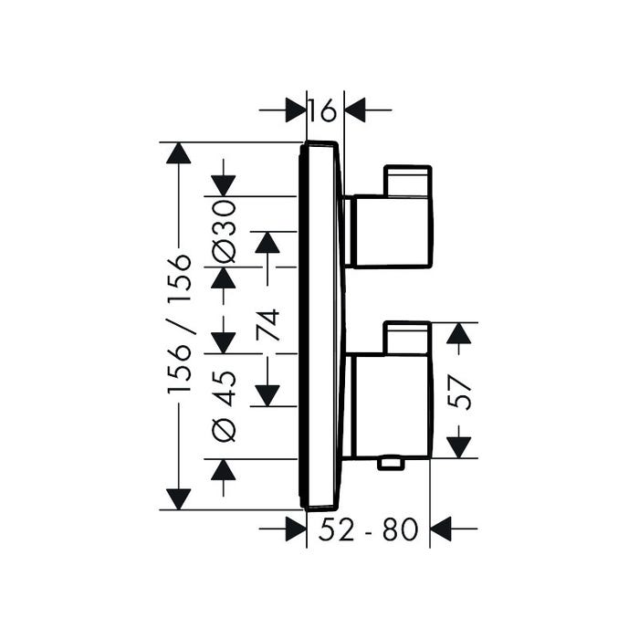 Hansgrohe Set de finition pour mitigeur thermostatique encastré avec robinet d'arrêt et inverseur, noir mat (15714670) 1