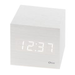Thermomètre cube finition effet bois blanc cérusé - Otio 0