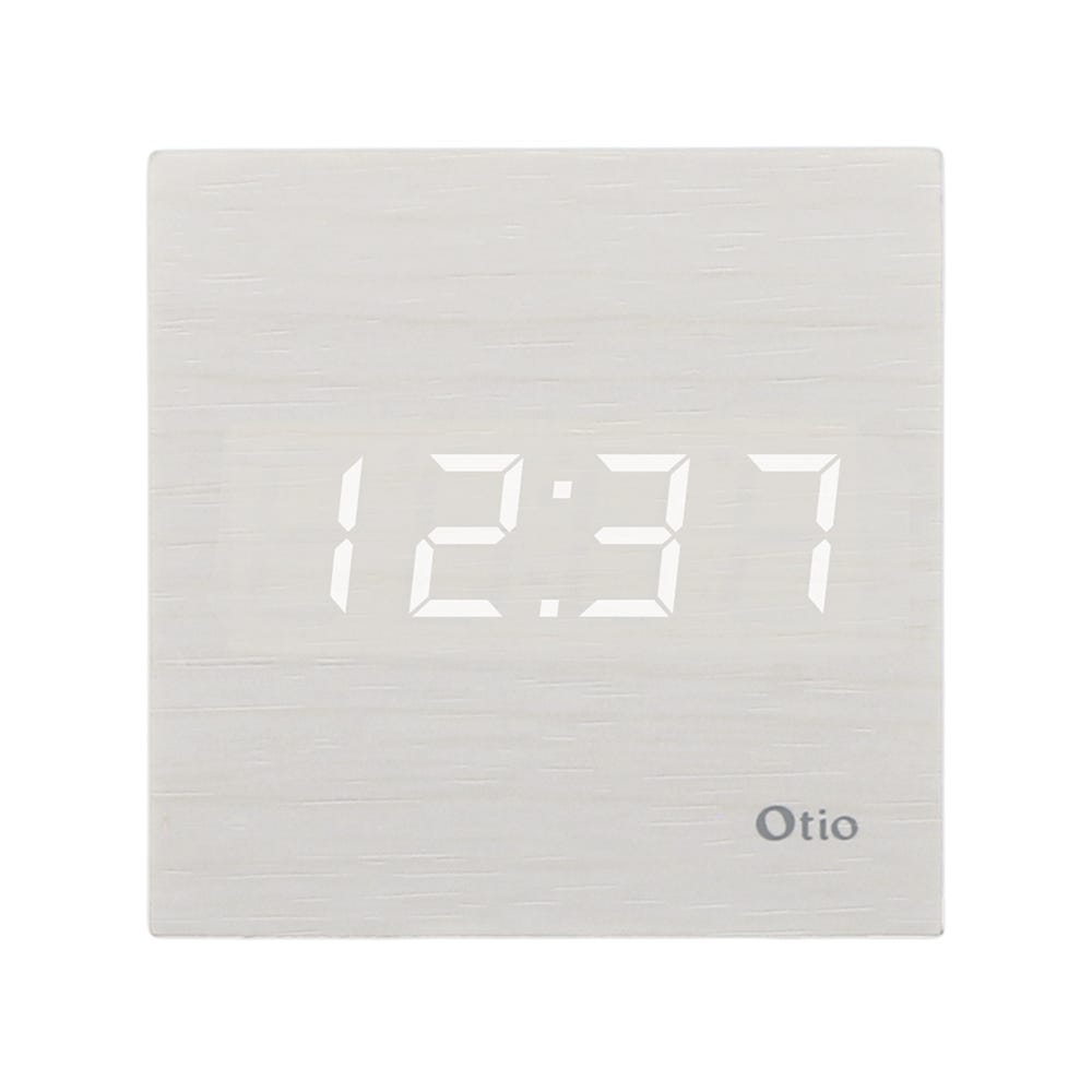 Thermomètre cube finition effet bois blanc cérusé - Otio 1