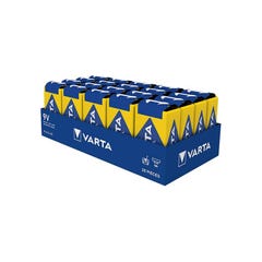 Pack de 20 piles 9v - 6lr61 varta industrial pro 26,5x17,5x48,5mm 2