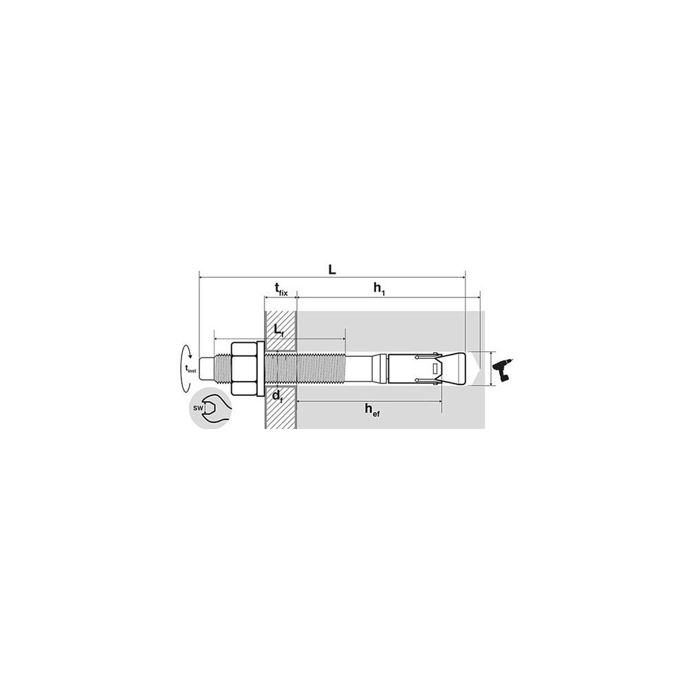 25 goujons d'ancrage, ATE option 1, acier zingué - M12 x 135 mm 1