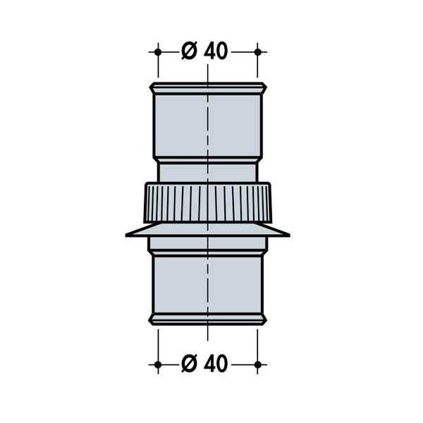 manchon union pour traversée de bac à douche avec rosace - femelle 40 mm - nicoll 1