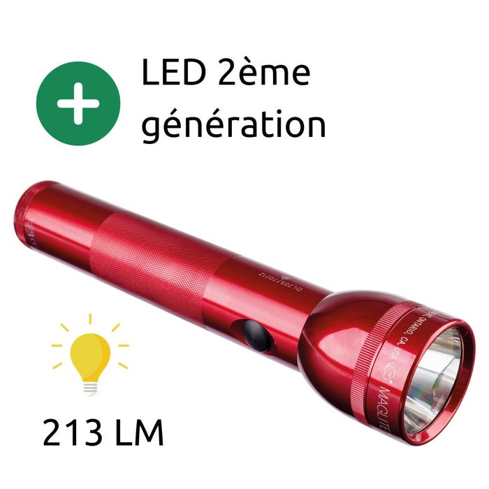 Lampe torche LED ST2 - IPX4 - 2 piles LR20 D - 213 lumens - 25cm - Rouge - Maglite 1