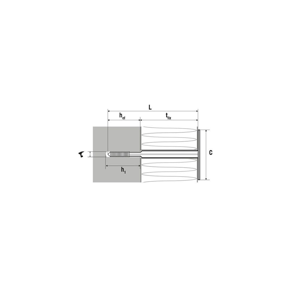 Fixation d'isolant souple sous bardage FI08 (boîte) SCELL-IT - Long. mm: 100 - Qté / boîte: 250 - Ø perçage mm: 8 - Ep. isolant maxi mm: 75 1