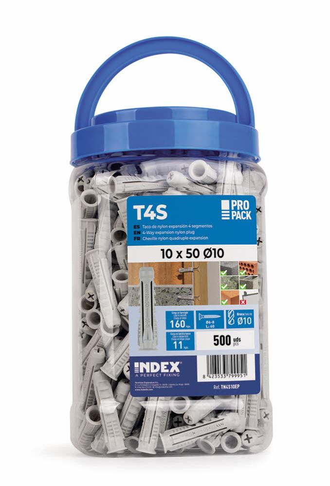 Seau de cheville nylon quadruple expansion pour tout type de materiaux Ø10 x 50 - Seau de 300