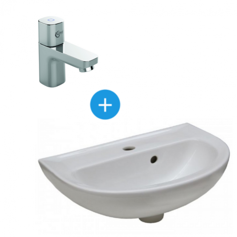 Ideal Standard Lave Main En Céramique + Robinet Eau Froide, Chrome (v200101b073)