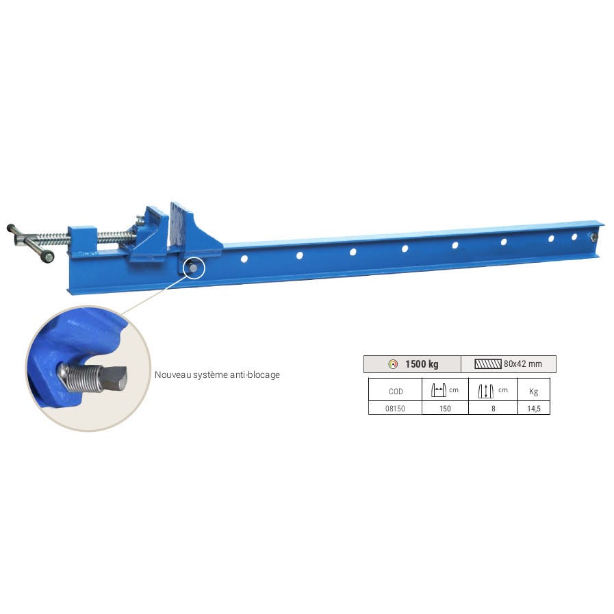 Dormant Piher 8150 V 80-150cm puissance de serrage 1500kg bleu avec nouveau système anti-blocage 4