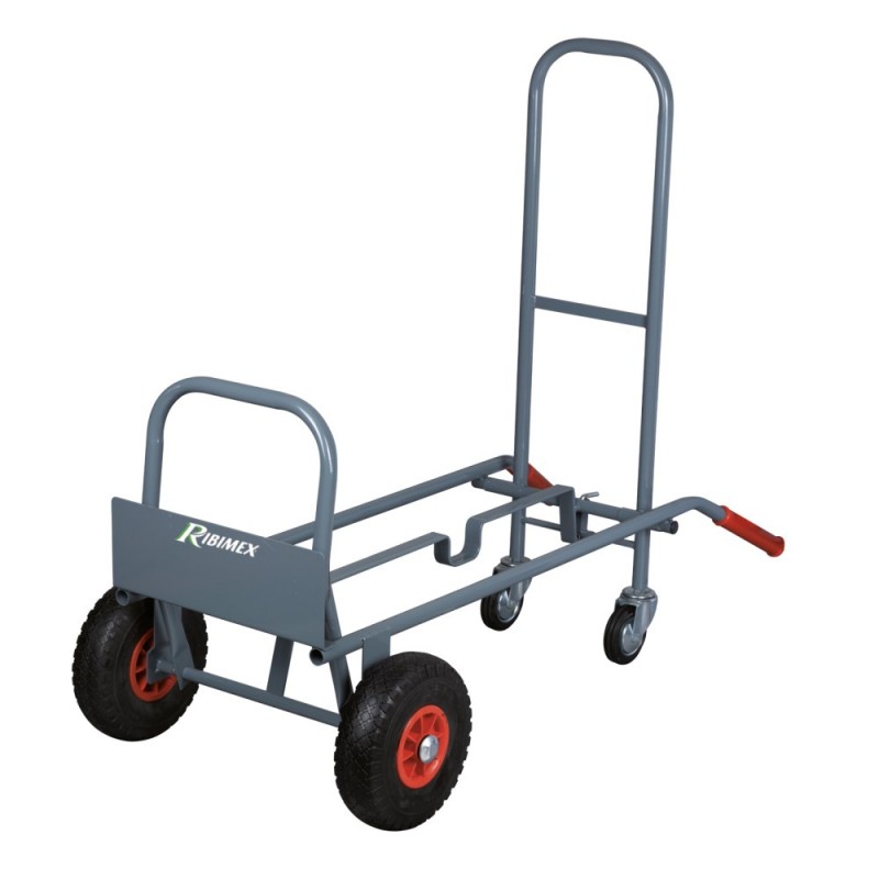 Chariot diable 2 positions, bavette fixe et rabattable, 4 roues, 250 kgs