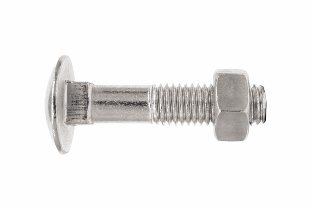 Vis tête ronde collet carré et écrou hexagonal - Zinguée M10 x 30 - Boite de 100