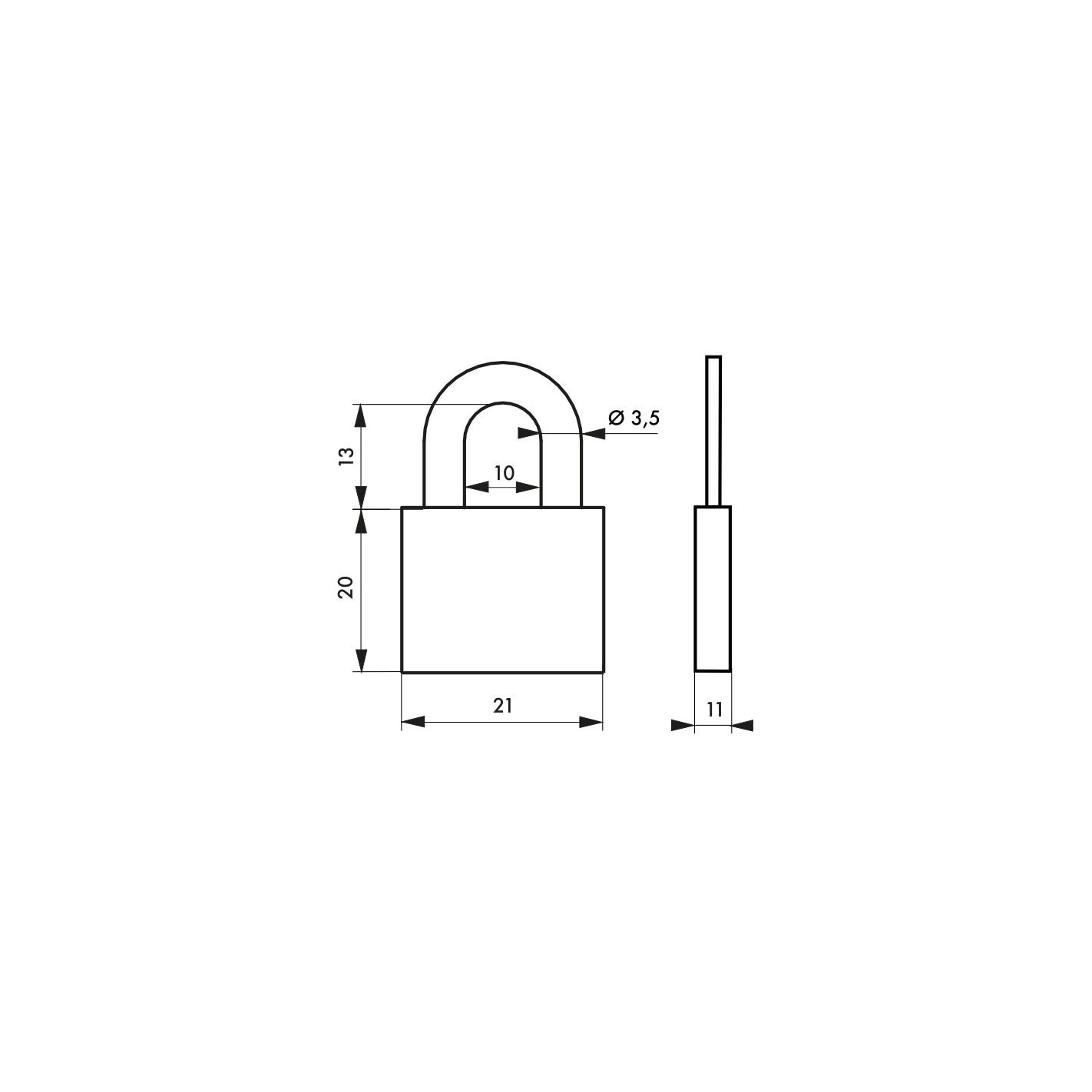 THIRARD - Cadenas à clé Ruck, laiton, intérieur, anse acier, 21mm, 2 clés 1