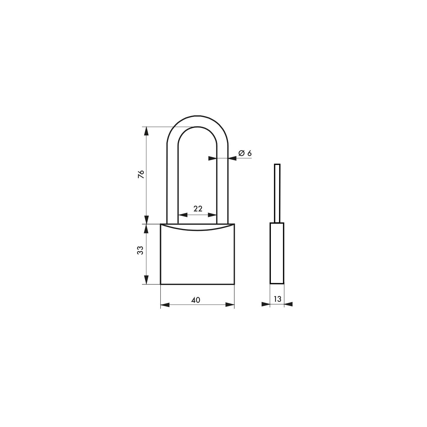 THIRARD - Cadenas à clé Ruck, laiton, intérieur, anse 1/2 acier, 40mm, 2 clés 1