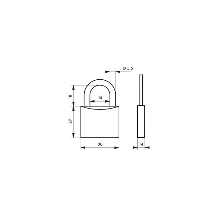 THIRARD - Cadenas à clé Gemeaux, acier, intérieur, anse acier, 30mm, 3 clés 1