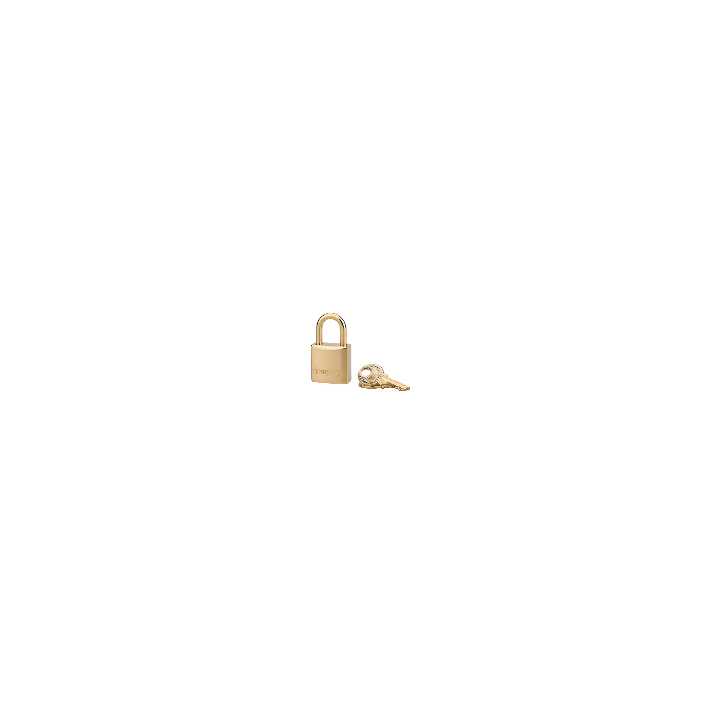 THIRARD - Cadenas à clé Luxe, laiton, intérieur, anse laiton, 20mm, or, 2 clés 3