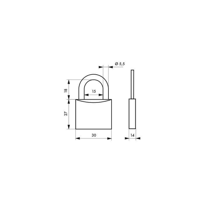 THIRARD - Cadenas à clé Verseau, acier, intérieur, anse acier, 30mm, 3 clés 1
