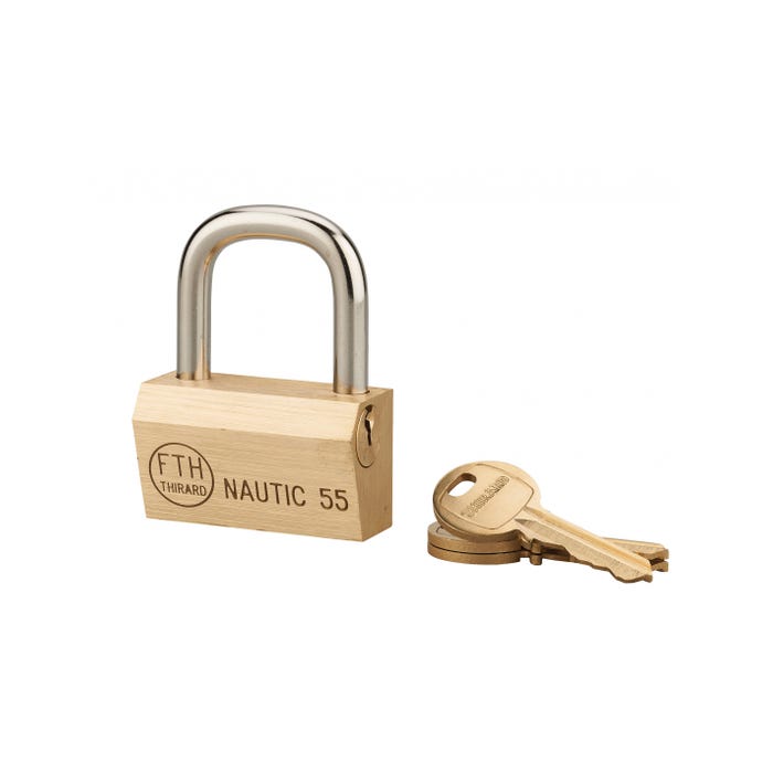 THIRARD - Cadenas à clé Nautic compatible organigramme, laiton, intérieur, anse acier, 55mm, 3 clés 0