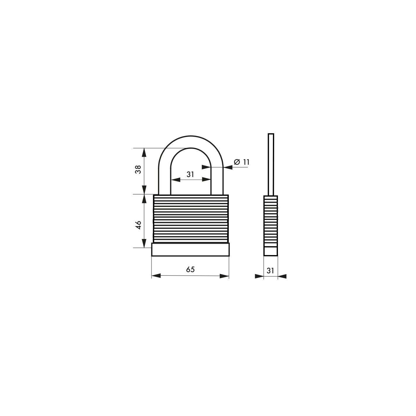 THIRARD - Cadenas à clé Slice, acier, intérieur, anse acier, 65mm, 2 clés 1