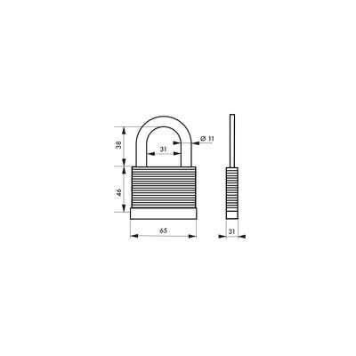 THIRARD - Cadenas à clé Slice, acier, intérieur, anse acier, 65mm, 2 clés