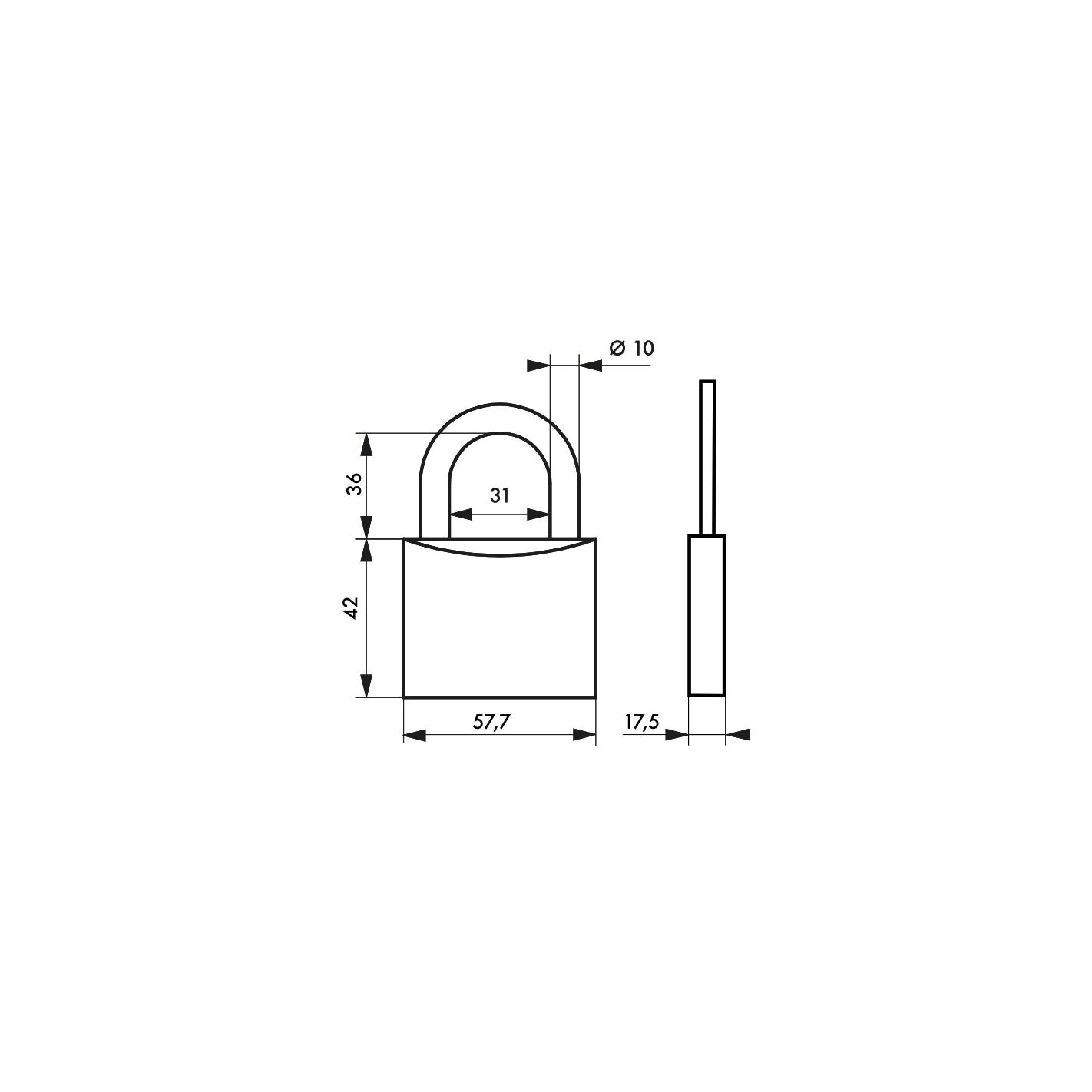 THIRARD - Cadenas à clé Type 1, laiton, intérieur, anse acier, 60mm, 3 clés 1