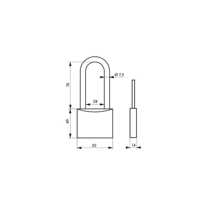 THIRARD - Cadenas à clé Ruck, laiton, intérieur, anse 1/2 acier, 50mm, 2 clés 1