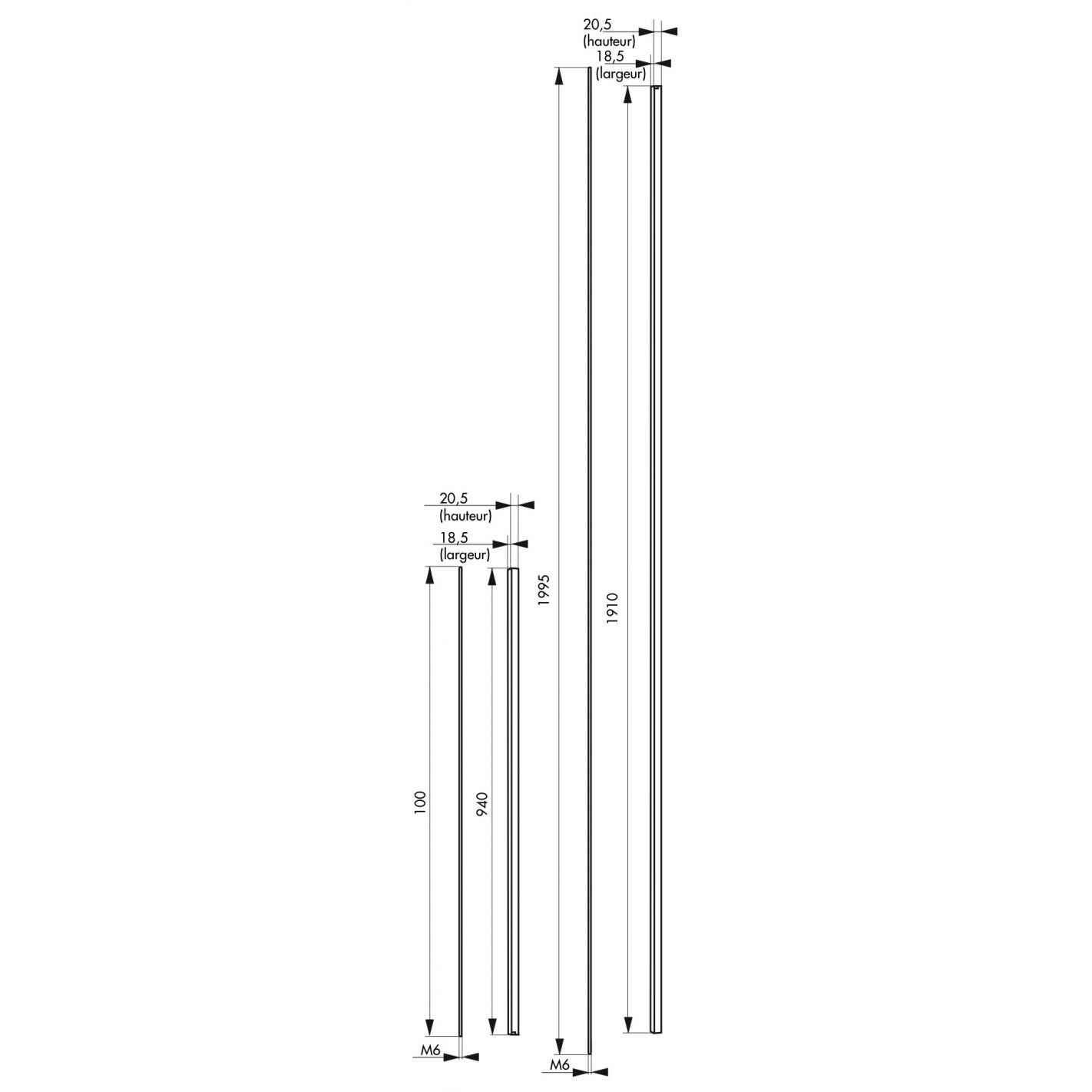 THIRARD - Kit de rallonge pour serrure antipanique, haut et bas, pour porte hauteur 3m max, blanc 1
