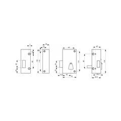 THIRARD - Serrure verticale en applique 6 gorges à clé pour porte de cave, pêne seul, gauche, axe 45mm, 75x130mm, noir, 2 clés 1