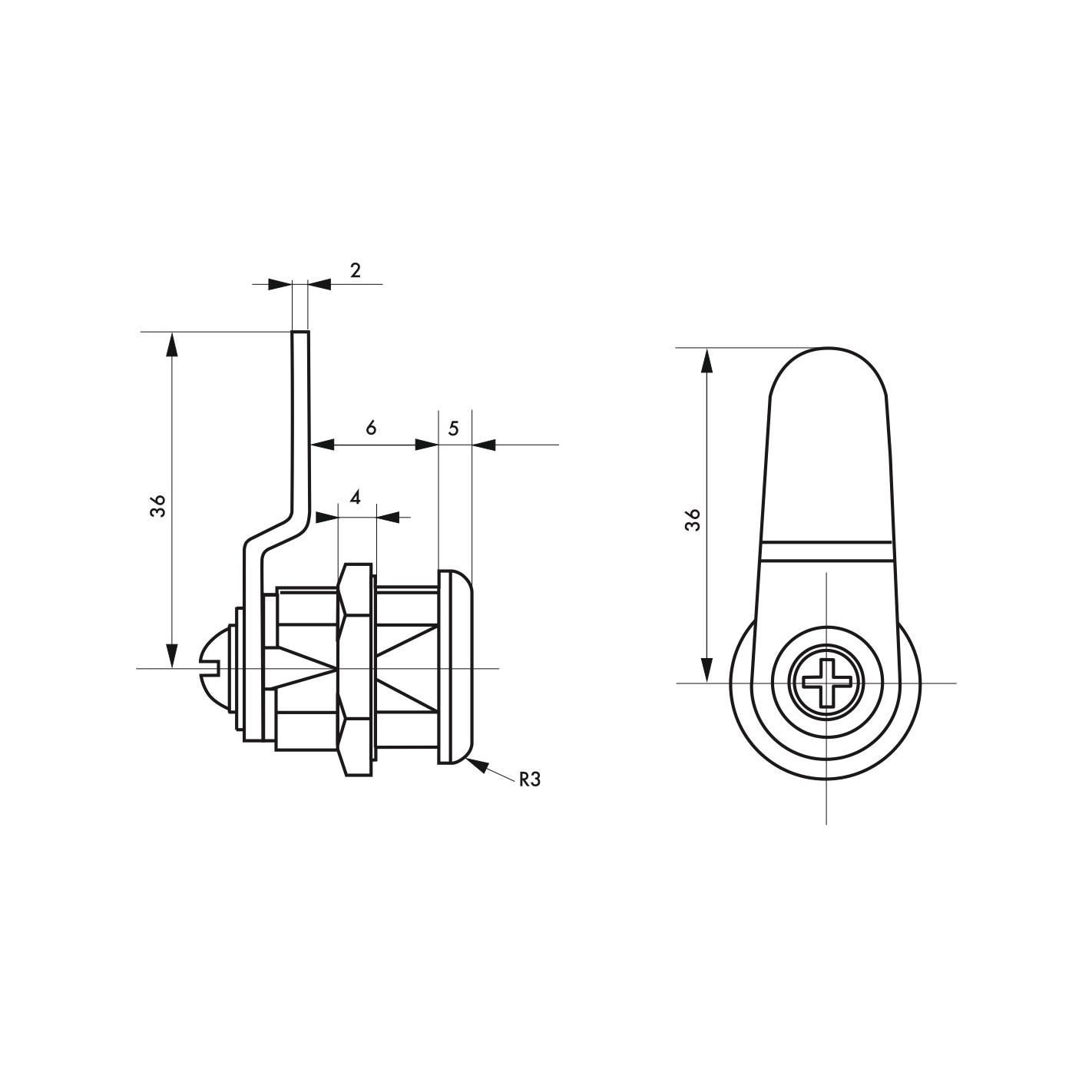 THIRARD - Cylindre batteuse avec cames pour boîtes aux lettres, épaisseur maxi 6mm 1