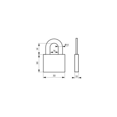 THIRARD - Cadenas à clé Ruby, acier, intérieur, anse acier, 32mm, 3 clés