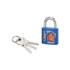 THIRARD - Cadenas à clé Happy Lock, acier, intérieur, anse acier, 30mm, bleu, 3 clés 0