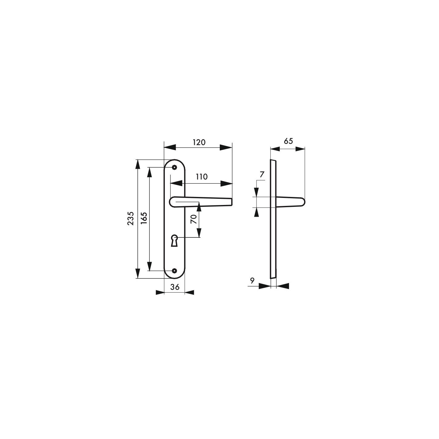 THIRARD - Ensemble de poignées pour porte intérieure Hebe trou de clé, carré 7mm, entr'axes 165mm, laqué blanc 1