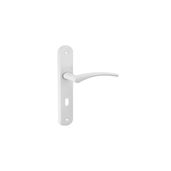 THIRARD - Ensemble de poignées pour porte intérieure Hebe trou de clé, carré 7mm, entr'axes 165mm, laqué blanc 0