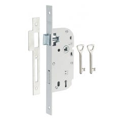 THIRARD - Serrure encastrable à clé pour porte de chambre, axe 40mm, bouts carrés, blanc, 2 clés