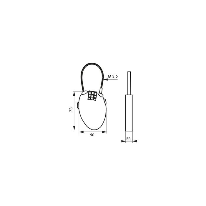 THIRARD - Cadenas à code Zipper, intérieur, cable 0.55m, 3 chiffres, noir 1
