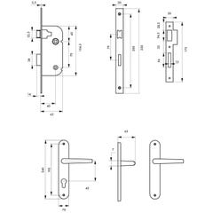 THIRARD - Serrure encastrable à cylindre + poignées Dionysos, axe 40mm, bouts ronds, blanc, 3 clés 1