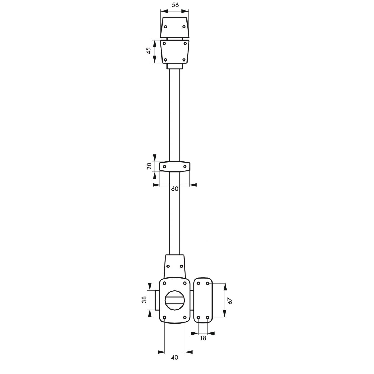 THIRARD - Verrou à bouton Mirage 6 pour porte d'entrée, cylindre 45mm, tringle 2 pts en acier, haut, droit, 3 clés, bronze 1