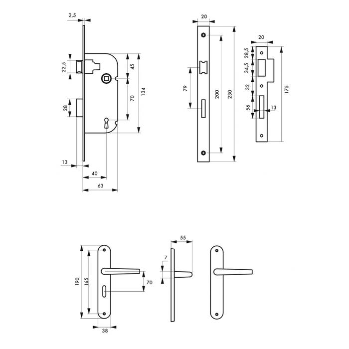 THIRARD - Garniture serrure encastrable à clé + ensemble poignées Vesta, axe 40mm, bouts ronds, blanc, 1 clé 1