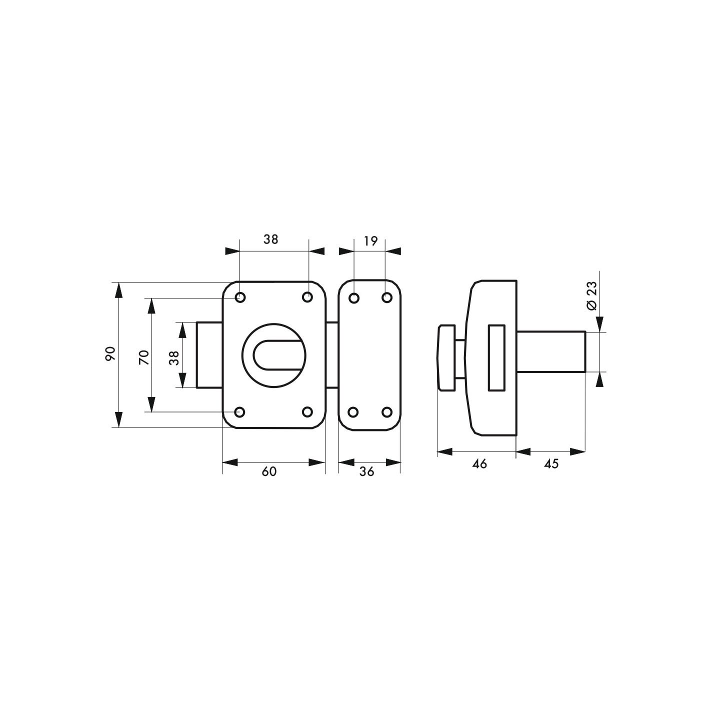 THIRARD - Verrou à bouton et cylindre Apache pour huisserie métallique, cylindre 45mm, acier, 3 clés, époxy or 1