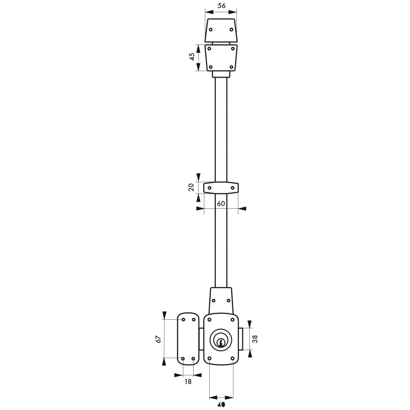 THIRARD - Verrou double entrée Mirage 6 pour porte d'entrée, cyl. 45mm, tringle 2 pts en acier, haut, gauche, 3 clés, bronze 1