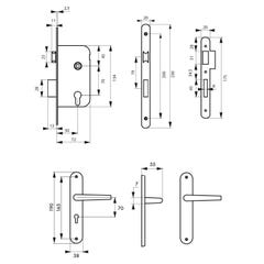 THIRARD - Garniture serrure encastrable à cylindre + ensemble poignées Vesta, axe 50mm, bouts ronds, 3 clés 1