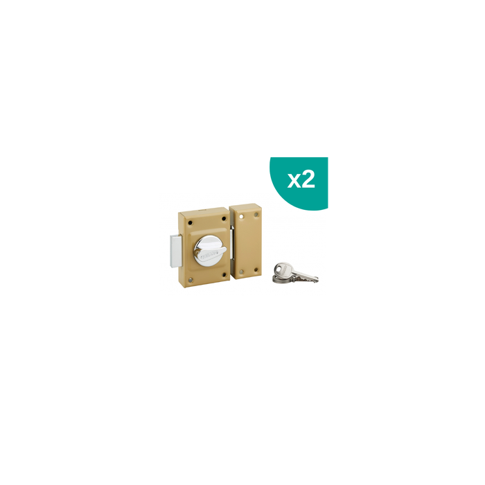 THIRARD - Lot de 2 verrous à bouton Etendard pour porte d'entrée, cylindre 40mm, acier, 3 clés/verrou, époxy bronze 4