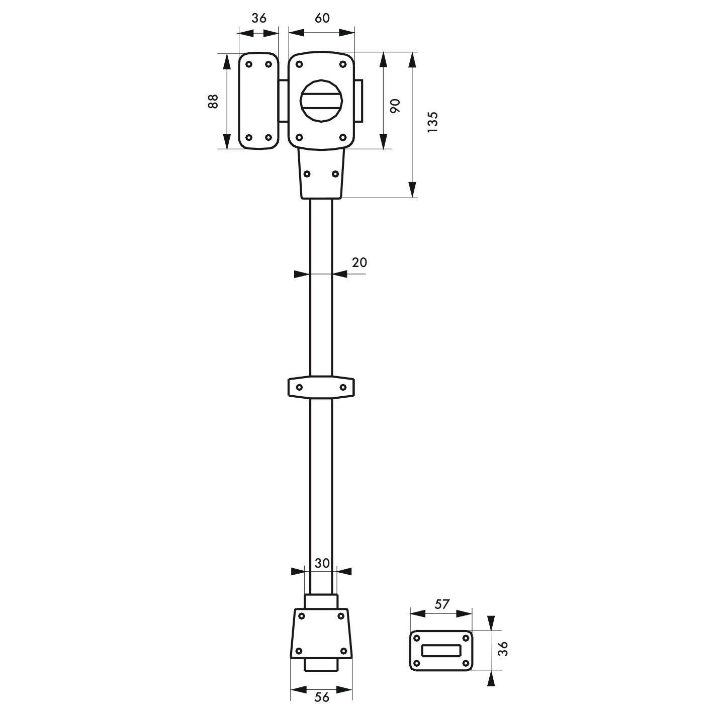 THIRARD - Verrou à bouton Mirage 6 pour porte d'entrée, cylindre 45mm, tringle 2 pts en acier, bas, gauche, 3 clés, bronze 1