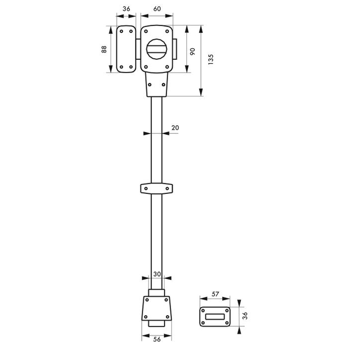 THIRARD - Verrou à bouton Mirage 6 pour porte d'entrée, cylindre 45mm, tringle 2 pts en acier, bas, gauche, 3 clés, bronze 1