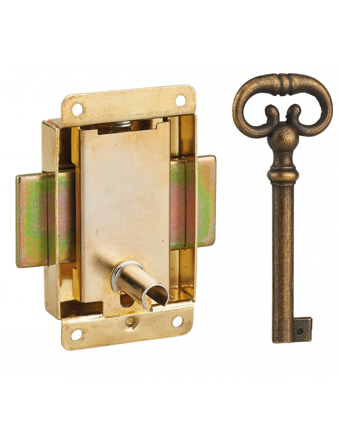 THIRARD - Serrure de meuble en applique pour porte d'ameublement, axe 20mm, 40x50mm, laiton, 1 clé